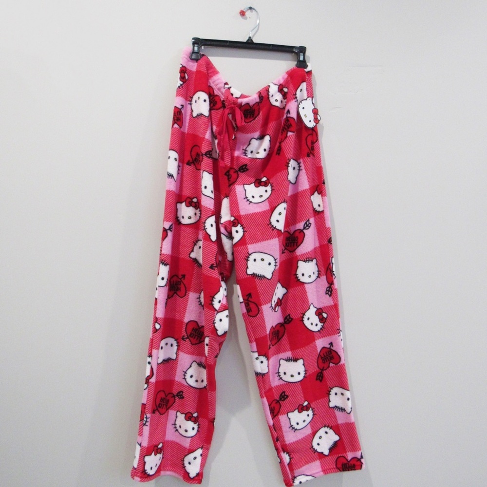 NEW! Licensed Hello Kitty Dear Daniel Heart Plush Pajamas PJ Pants Sleepwear XL